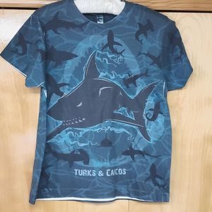 Cool boys hand dyed tshirt sharks from Turks & Caicos youth medium
